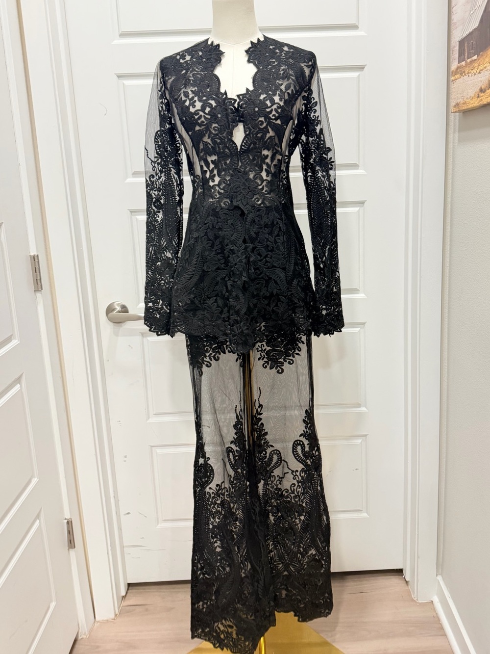 Banjul Sheer Lace Two-Piece Set - Black